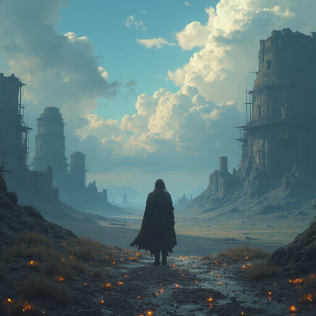 Wasteland Wanderer in Detailed Matte Painting Style