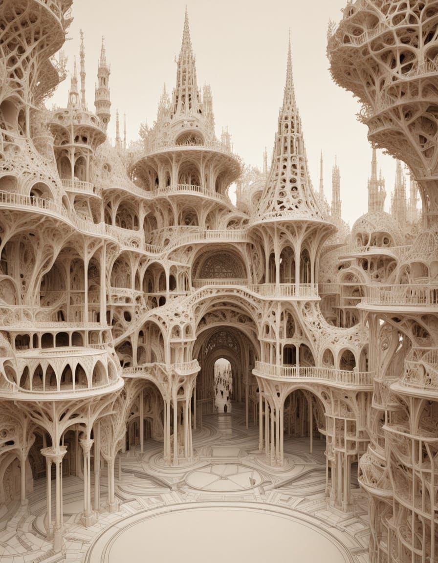 Ancient Technology Architectural Blueprints in Futuristic St...