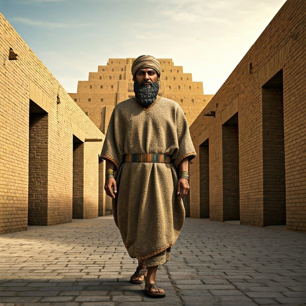 Ancient Sumerian Man Strolls Through Bustling Mesopotamian C...