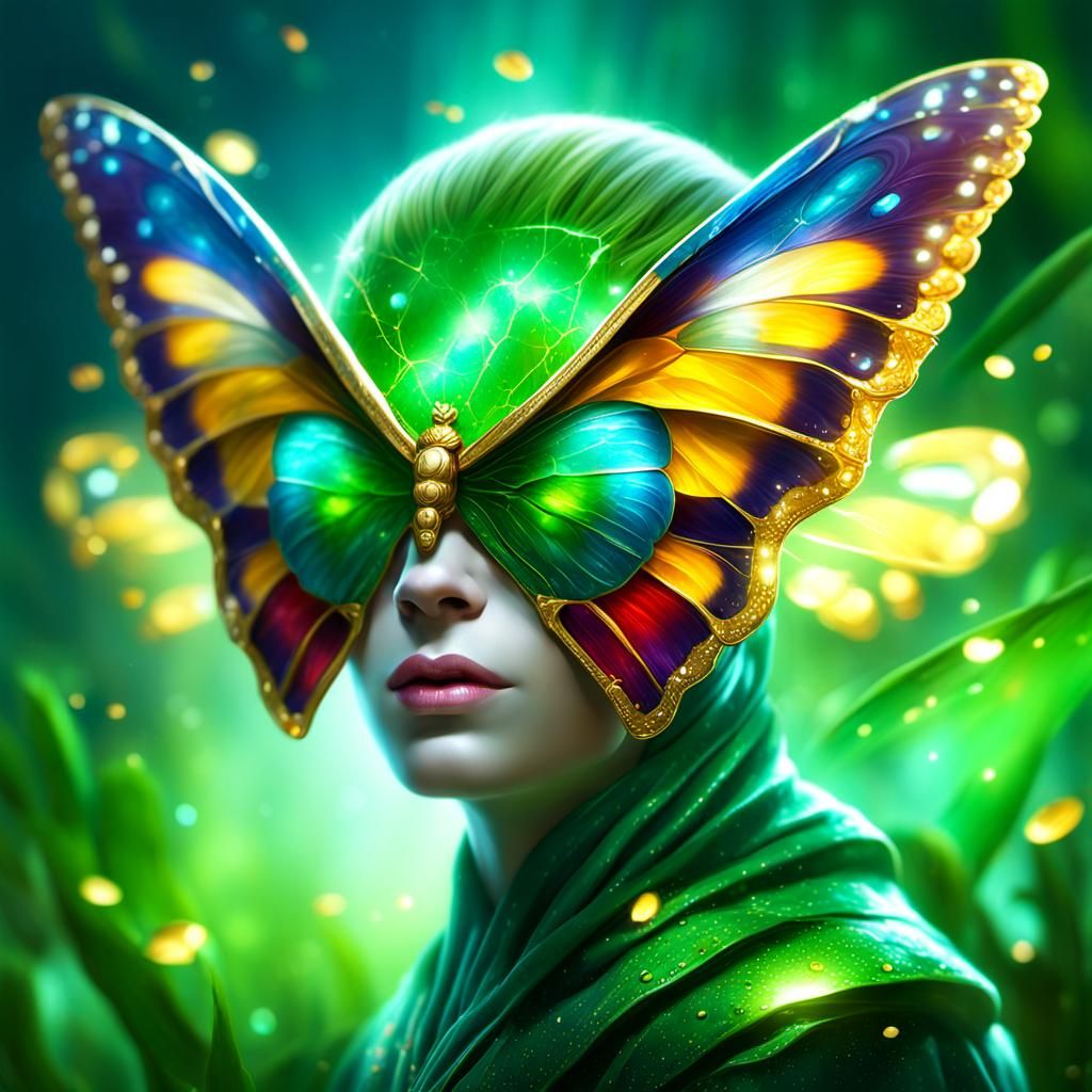 Glistening Butterfly with Jeweled Wings, Digital Art