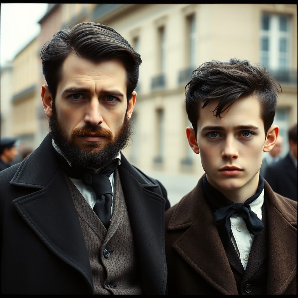 Verlaine and Rimbaud in Paris: A Cinematic Film Still