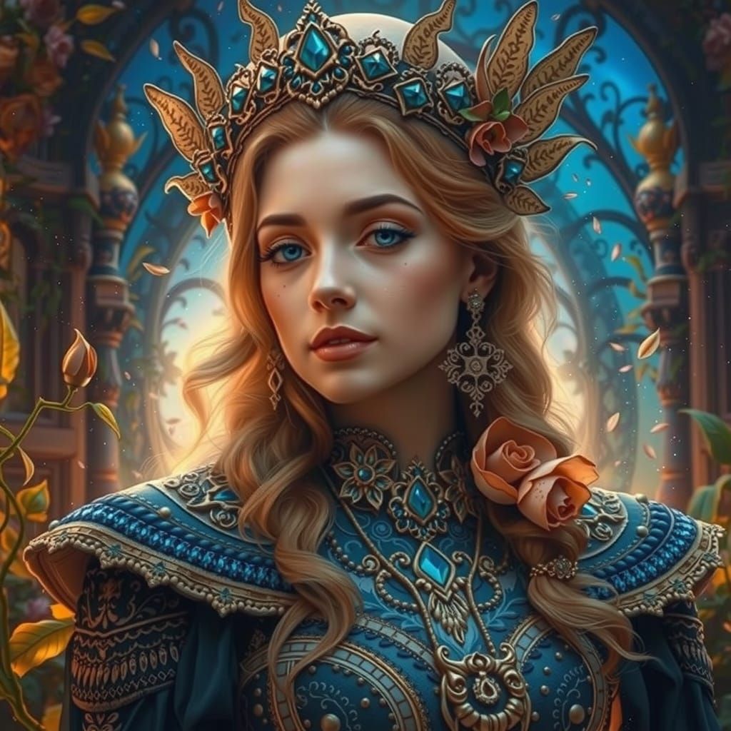 Aphrodite in Divine Roses: A Pre-Raphaelite Portrait