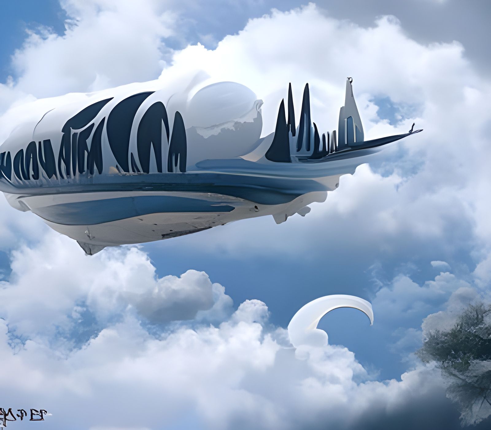 Trees Orbiting Sun in Art Deco Matte Painting