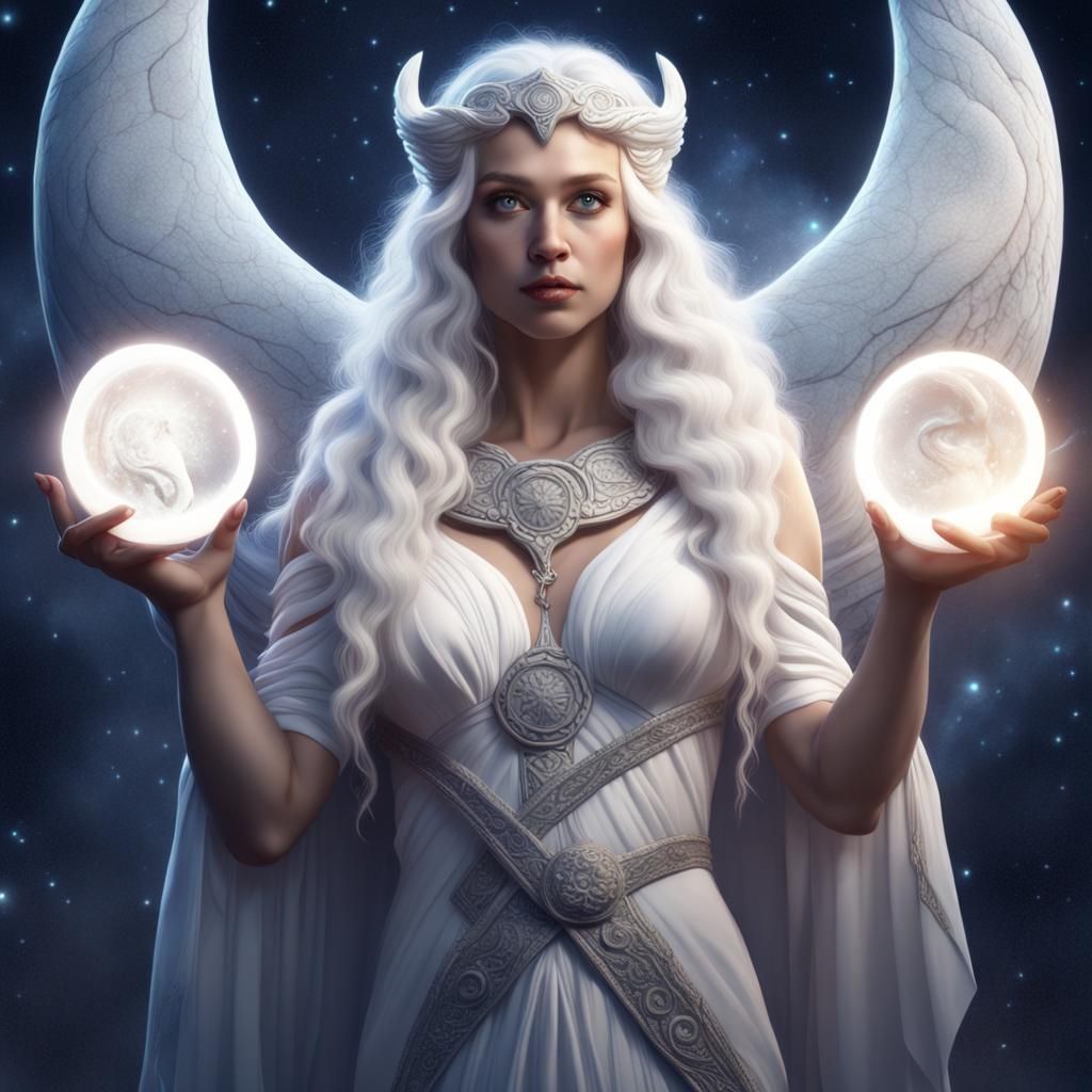 Goddess Sirona with Snake and Stonehenge, Fantasy Art