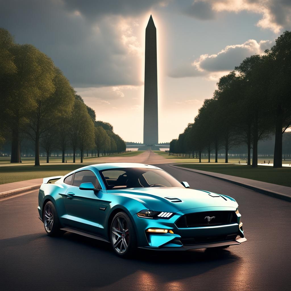 Mustang at the Washington Monument, Digital Art