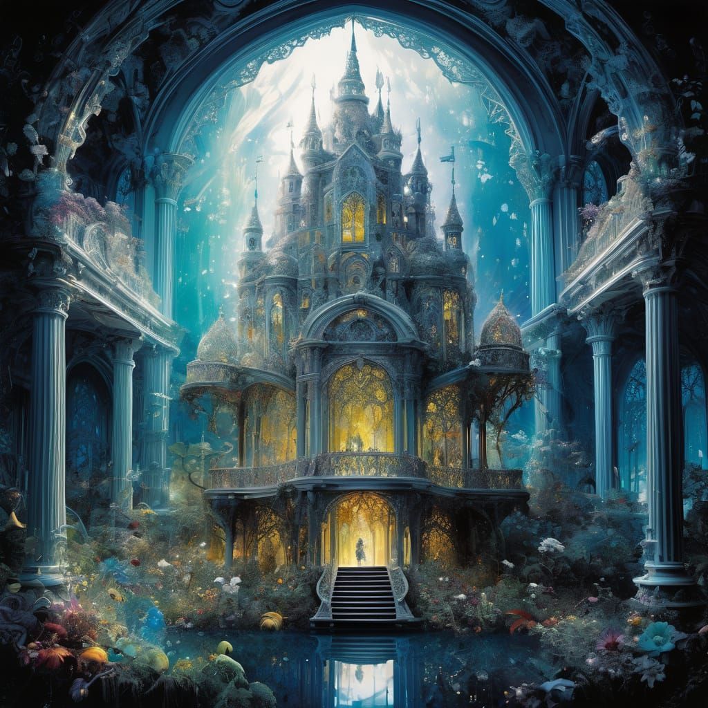 Ethereal Glass Castle Fantasy Dreamscape