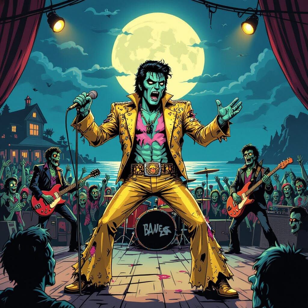 Zombie Elvis Rocks Haunted Resort: EC Comics Style