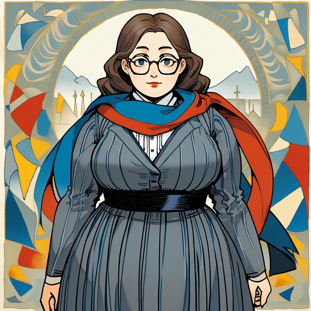 Girl with Scarf in Cubist Style