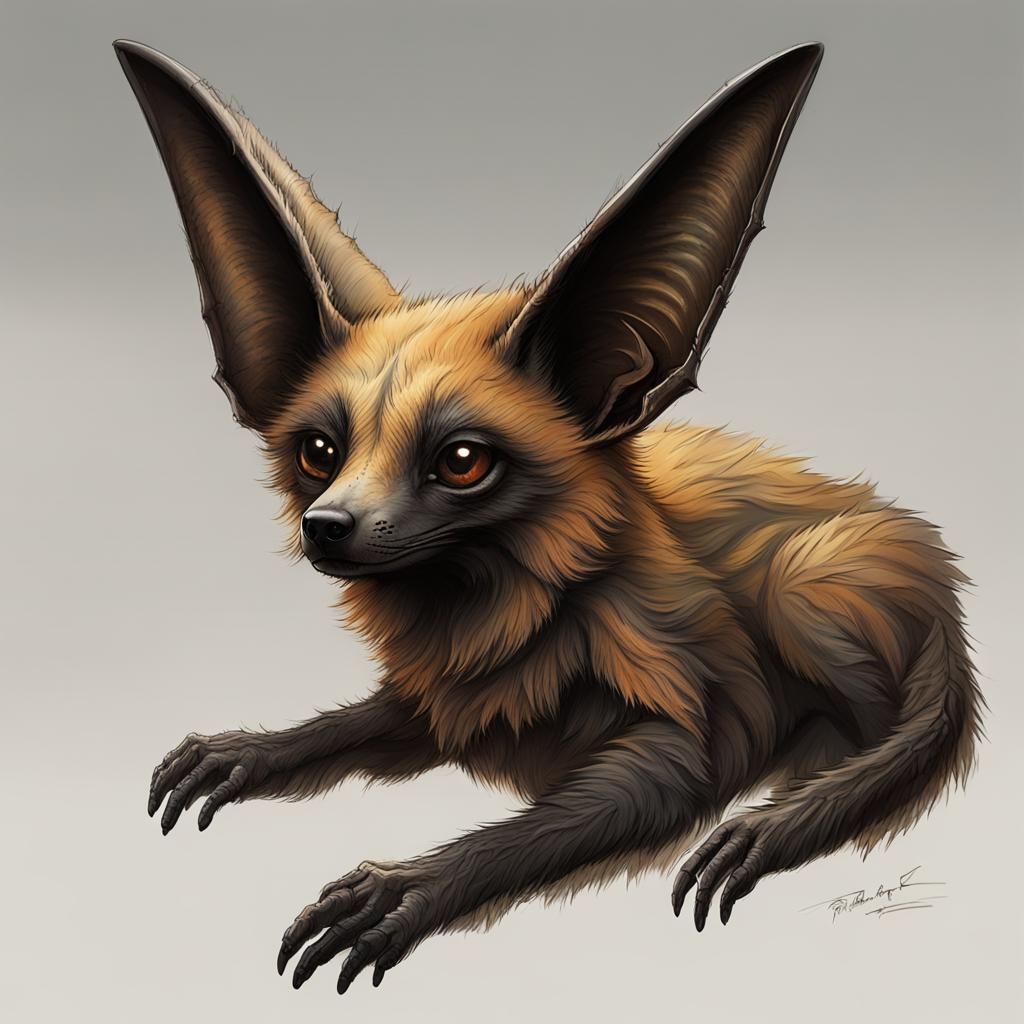 Bat-Fox Alien Lifeform on Exoplanet Concept Art