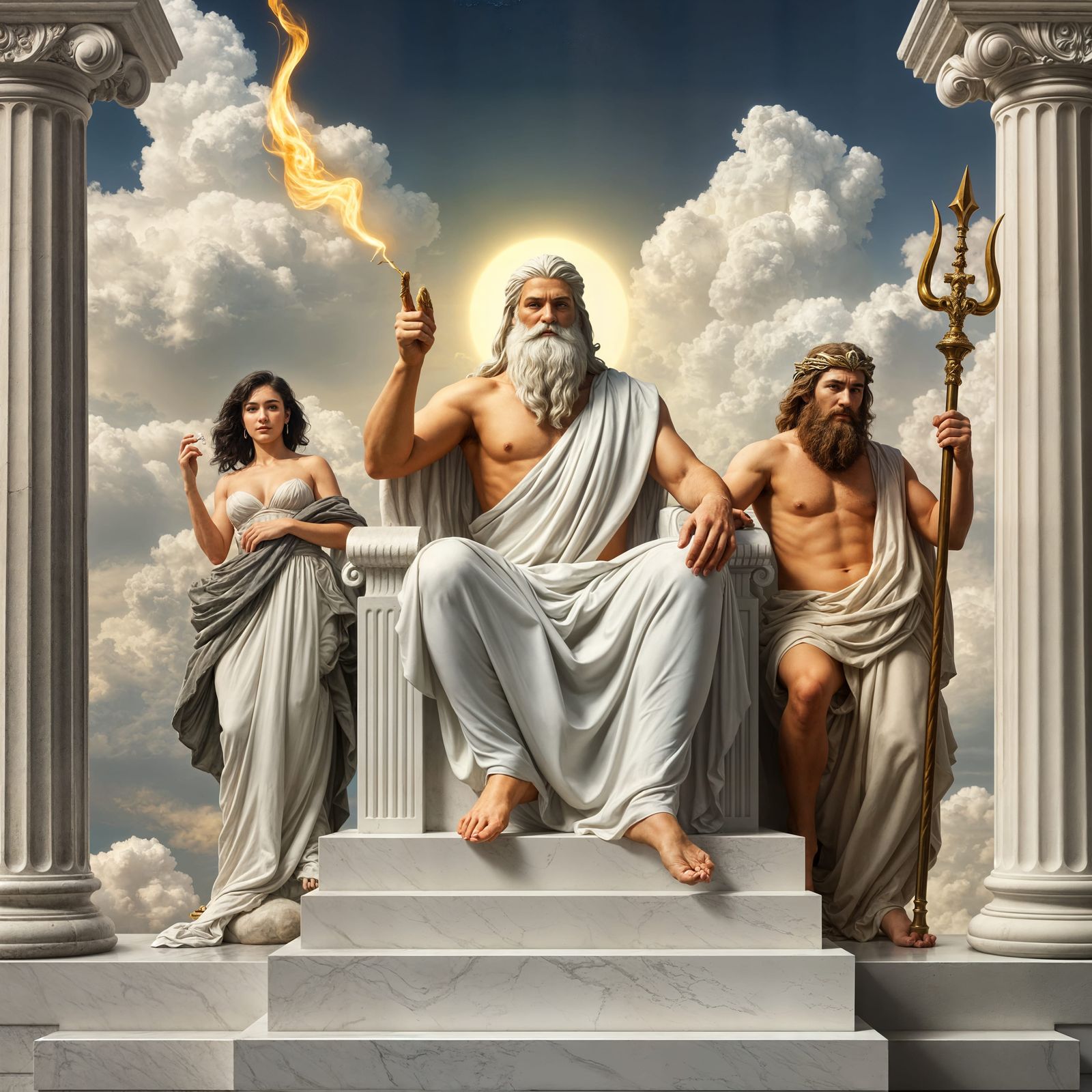 Zeus, Aphrodite, and Poseidon in Classic Style