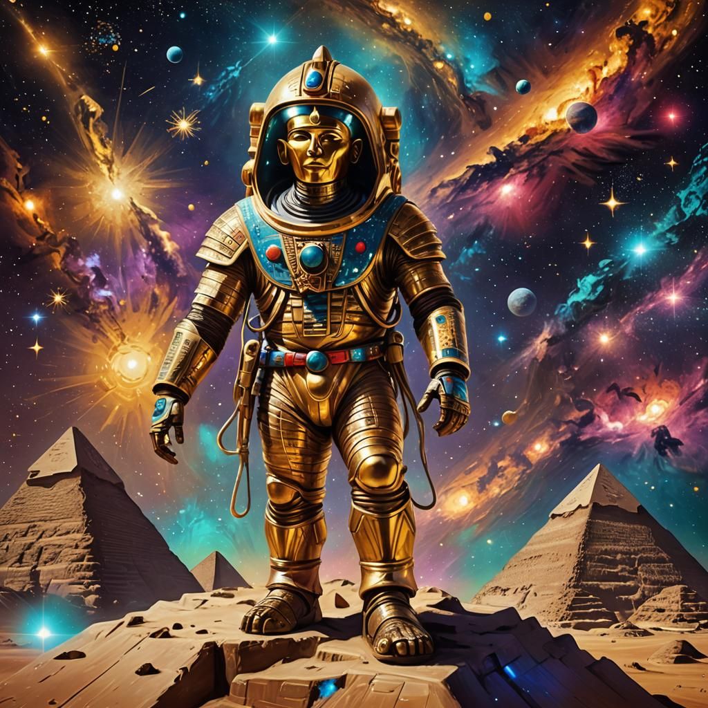 Pharaoh in Spacesuit: Surreal Egyptian Space Odyssey