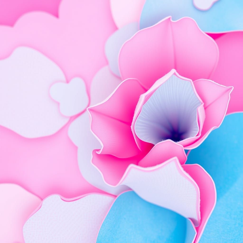 Abstract Petal Art in Pink and Blue Hues