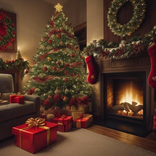 Festive German Shorthaired Pointer Christmas Scene