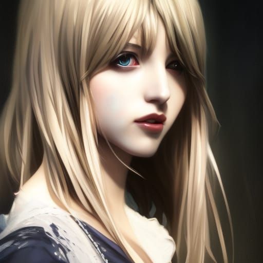 Detailed Portrait of Misa Amane in Art Nouveau Style