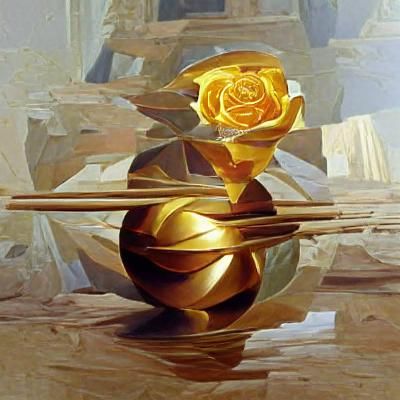 Recursive Golden Rose in Oil Painting Style