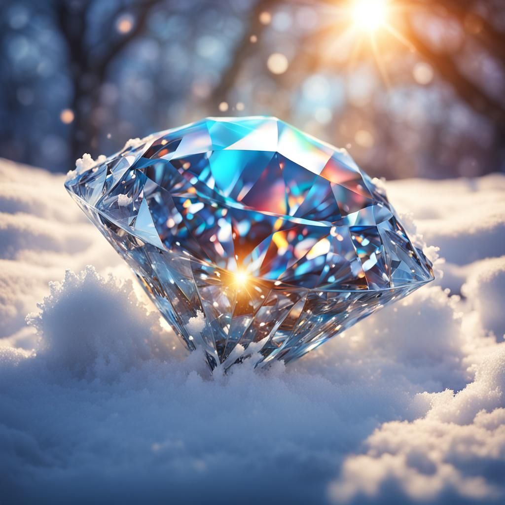Glowing Diamond Jewel on Snow Pillow