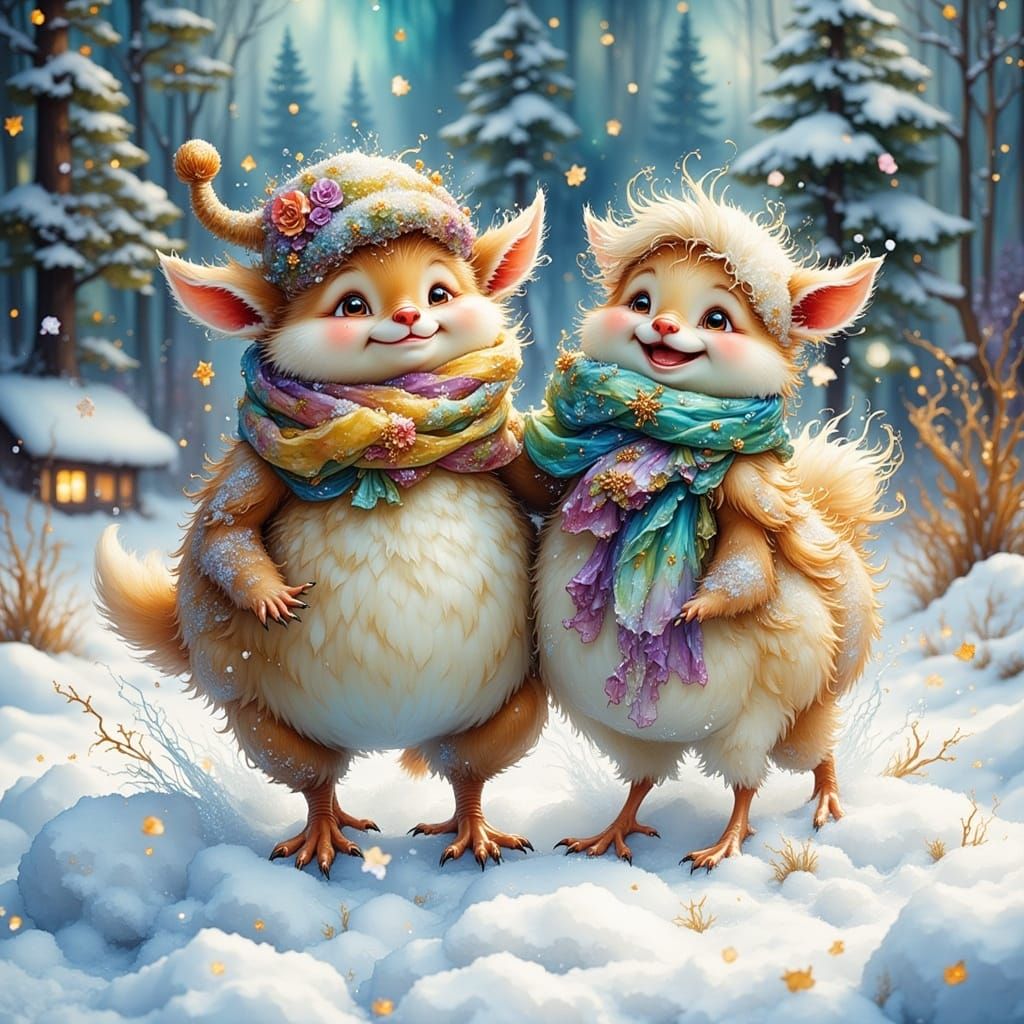 Cute Animals Frolic in Snowy Winter Wonderland