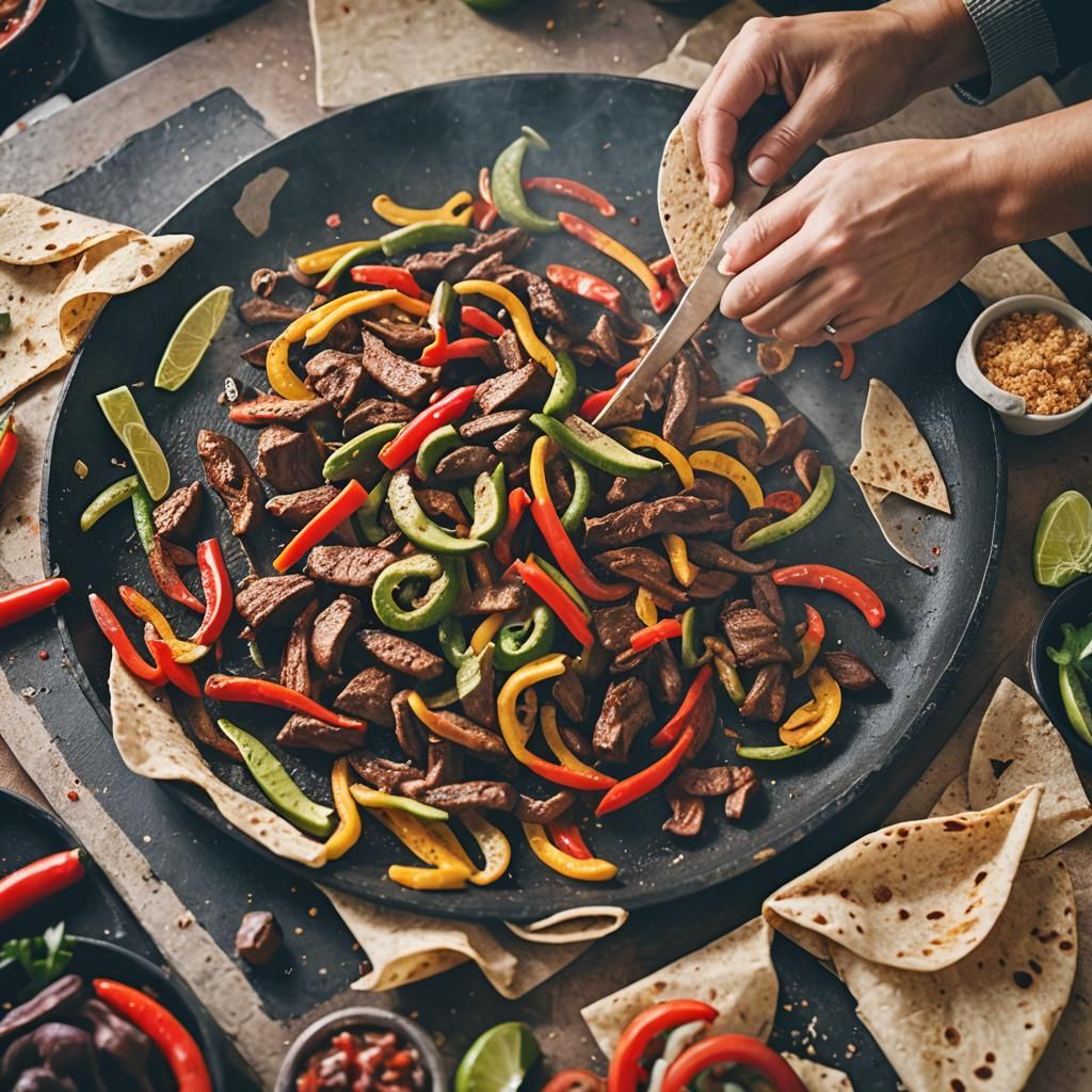 Fajita Preparation in Professional Photography Style