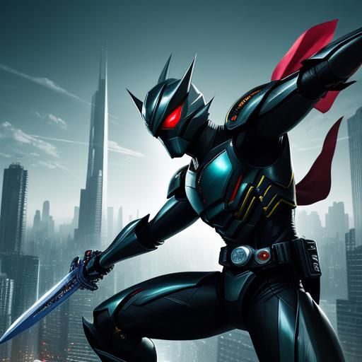 Kamen Rider with Sword in Tokusatsu Style