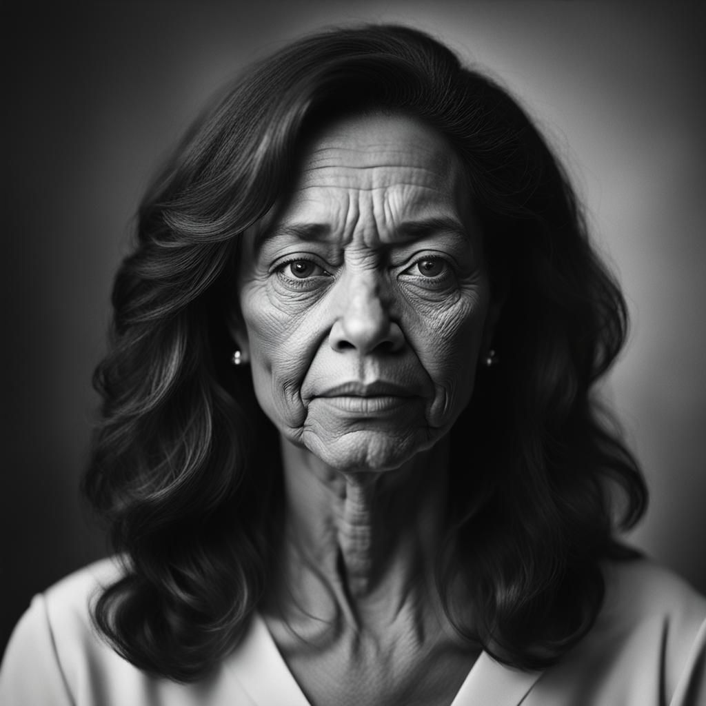 Elegant Black and White Portrait of Woman in Reflection