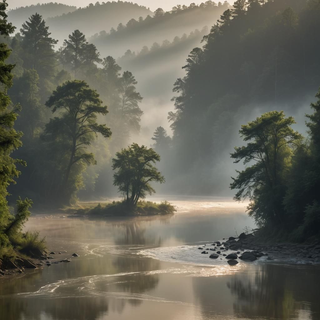 Forest River at Dawn in Professional Photography