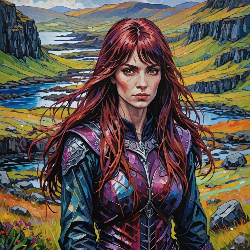 Scathach of Skye: Neo-Impressionist Oil Painting