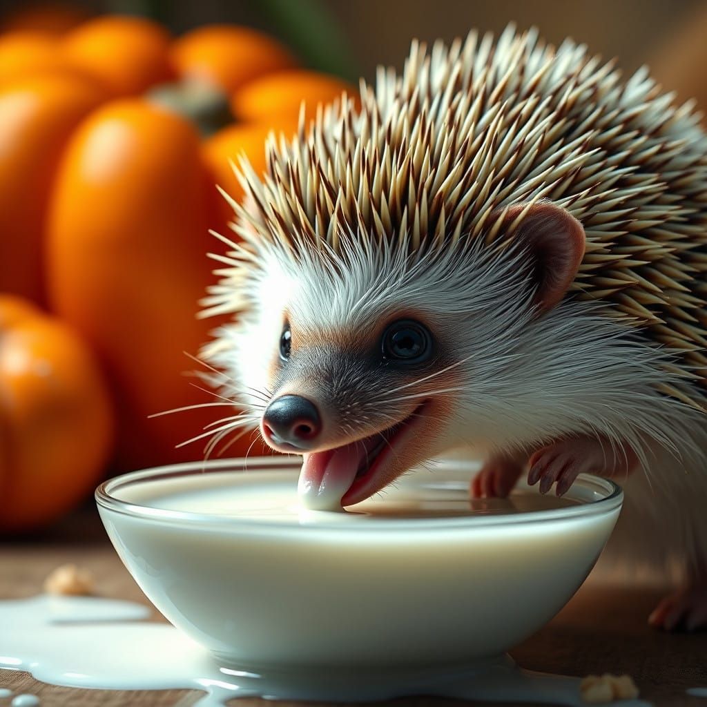 Vibrant Hedgehog Smiles in Whimsical, Realistic Scene