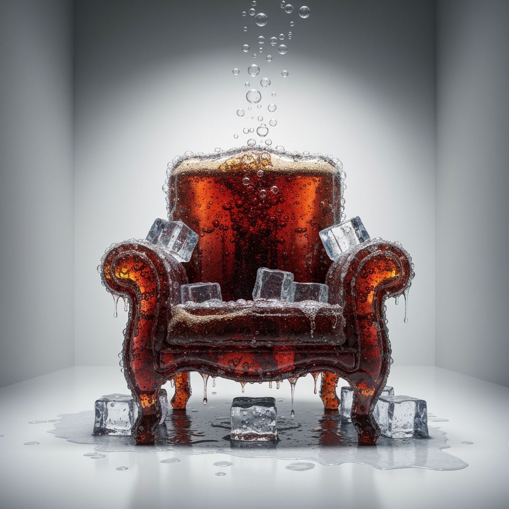 Surreal Cola Armchair with Ice in Minimalist Room