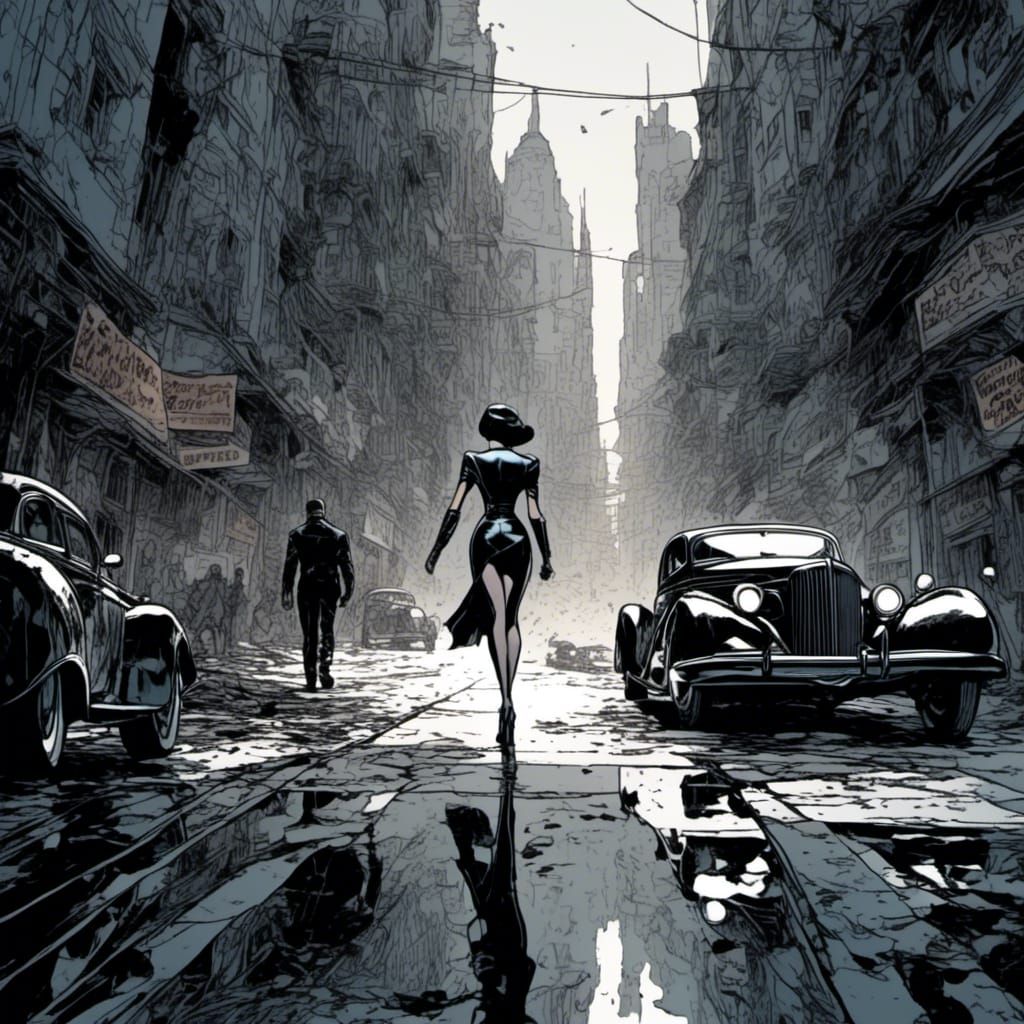 Dramatic Film Noir Scene