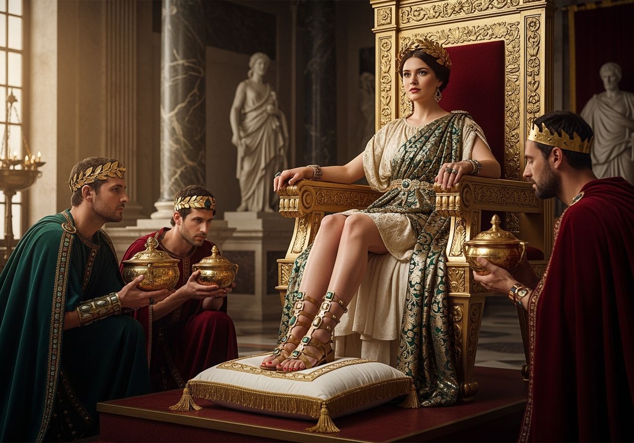 Roman Empress on Gold Throne in Ancient Palace