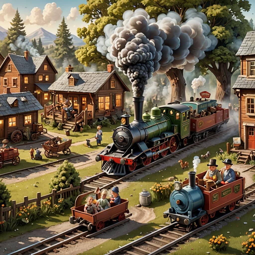 Ticket to Ride Game in Caricature Illustration