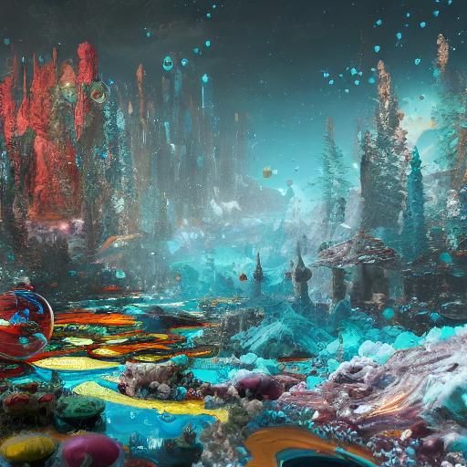 Abstract Bubbles and Snow in Detailed Matte Painting