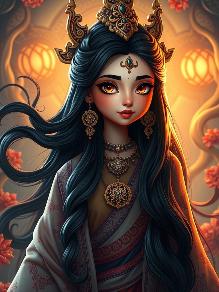 Goddess of wonder dances in vibrant dreams