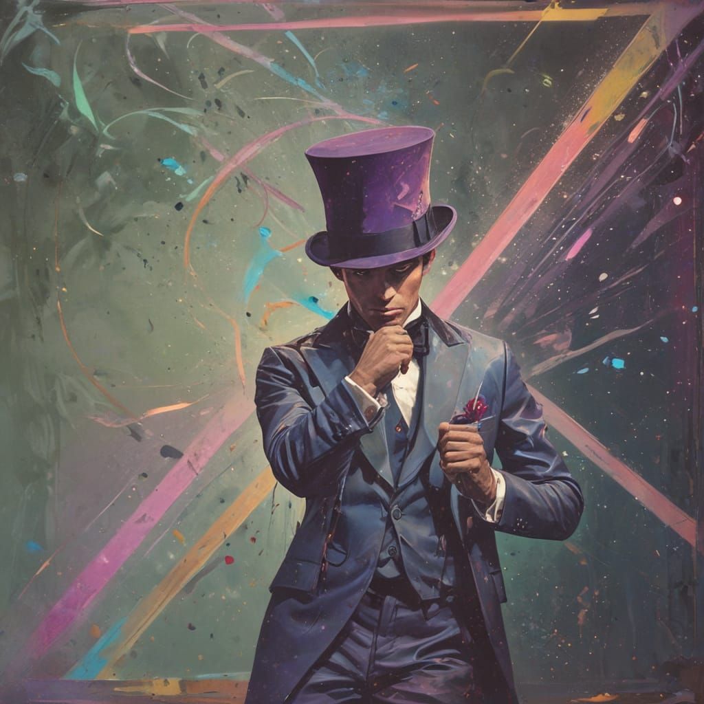 Electric Blue Gentleman in Neon Abstract