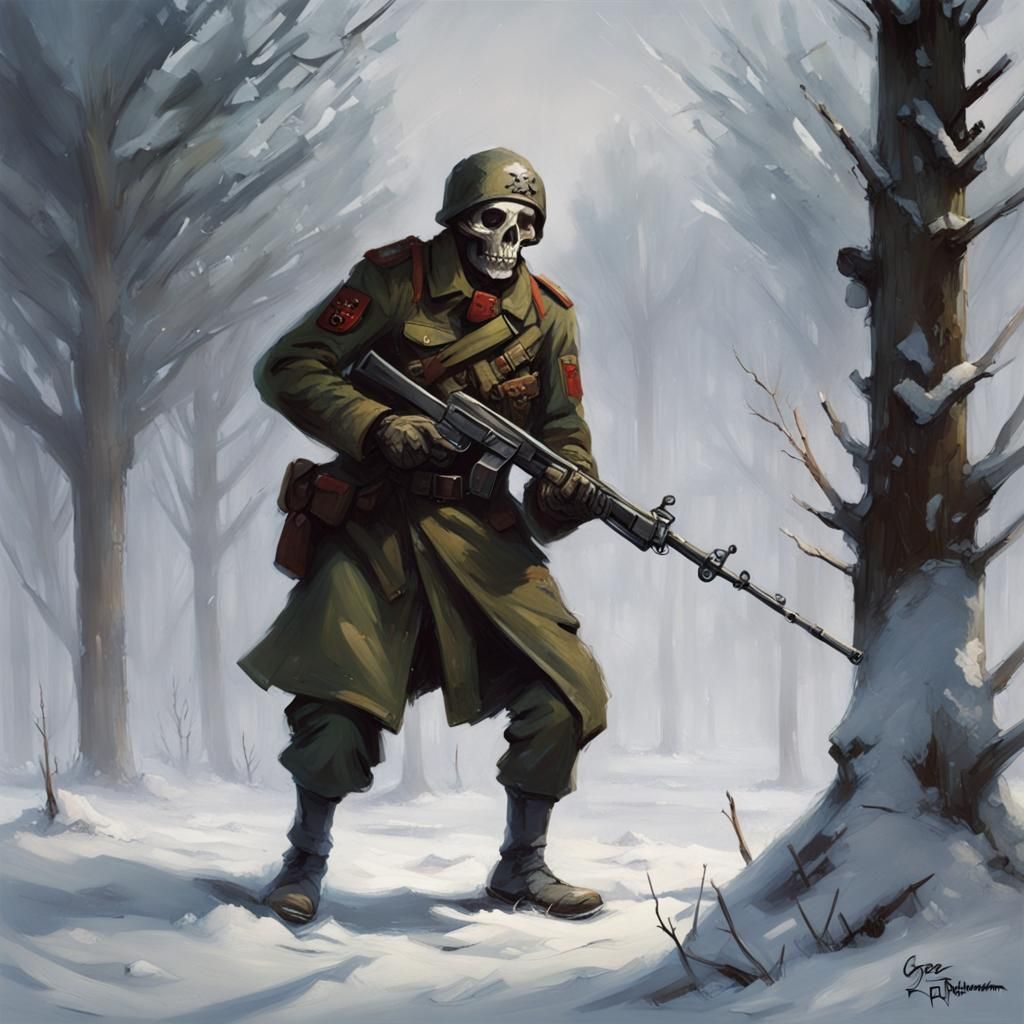 Sinister Skeletal Soldier in Winter Battle