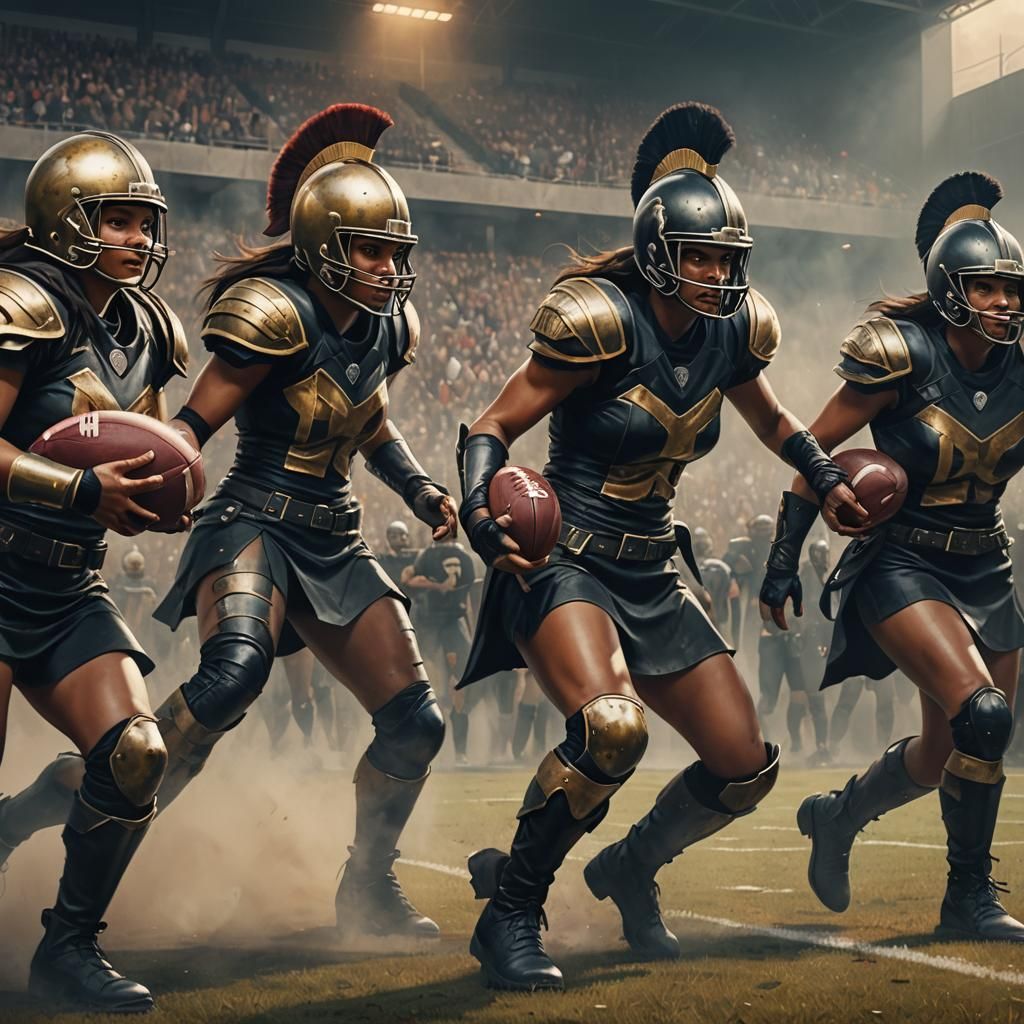 Spartan Prison Guards Play Football: Fantasy Concept Art