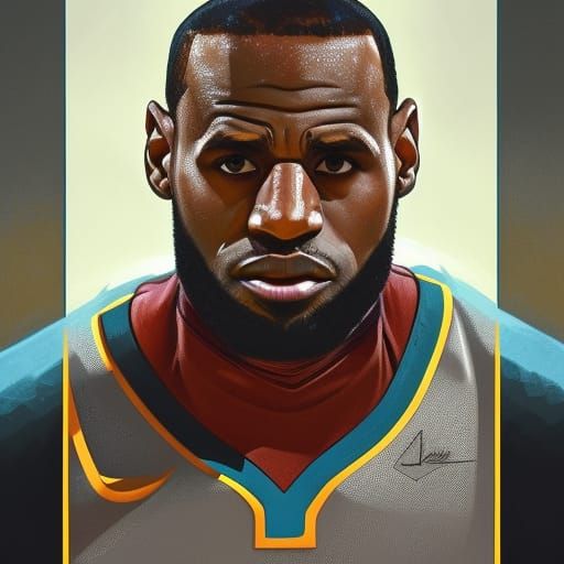 Lebron James Portrait in Hyperdetailed Art Style