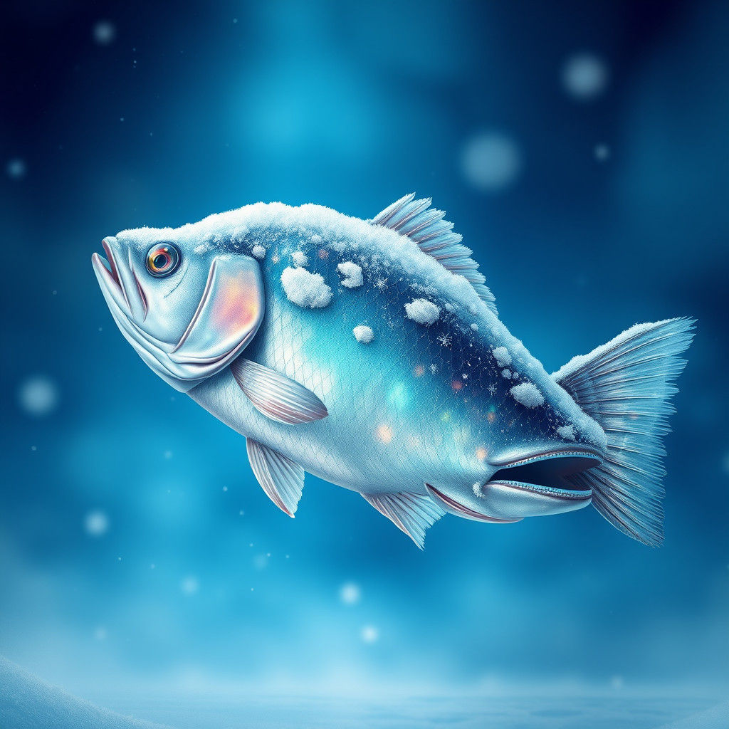 Majestic Snow Fish in a Mystical Winter Wonderland