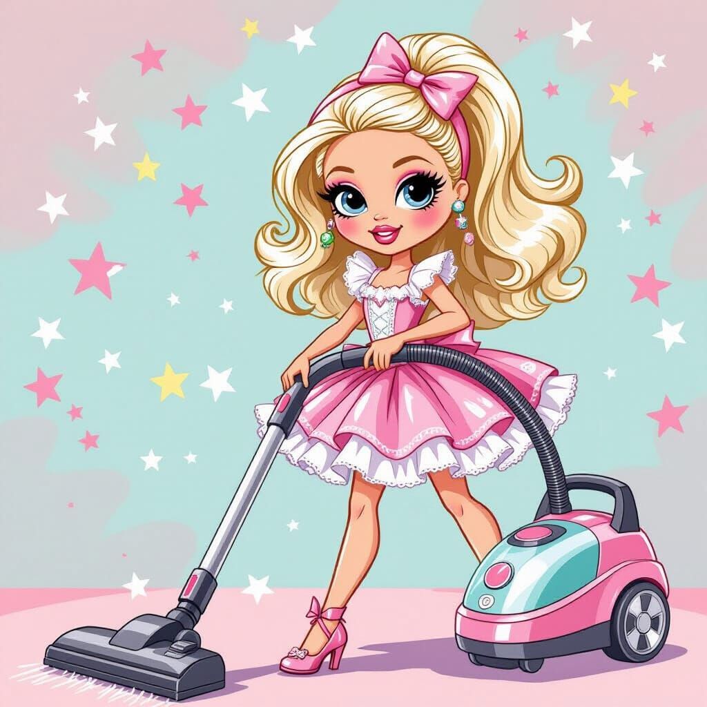 Bratz Doll's Vacuum Adventure: Cartoon-Inspired Art