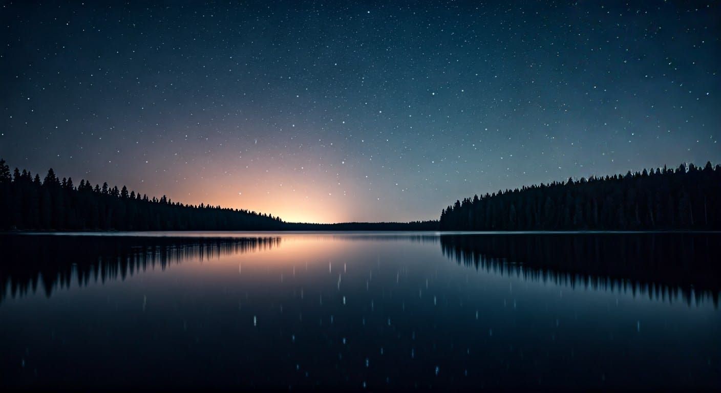 Moonlit Lake at Night in Cinematic Film Style