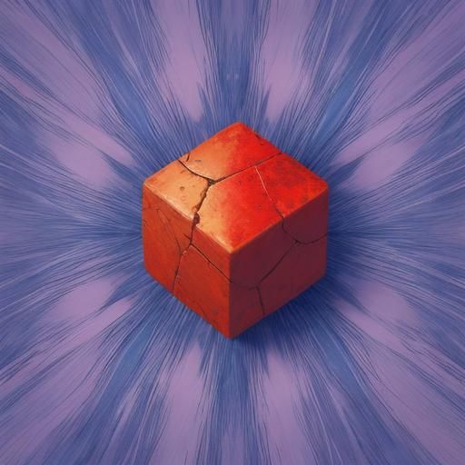 Abstract Expressionism: Orange Cube and Square in Fauvism St...