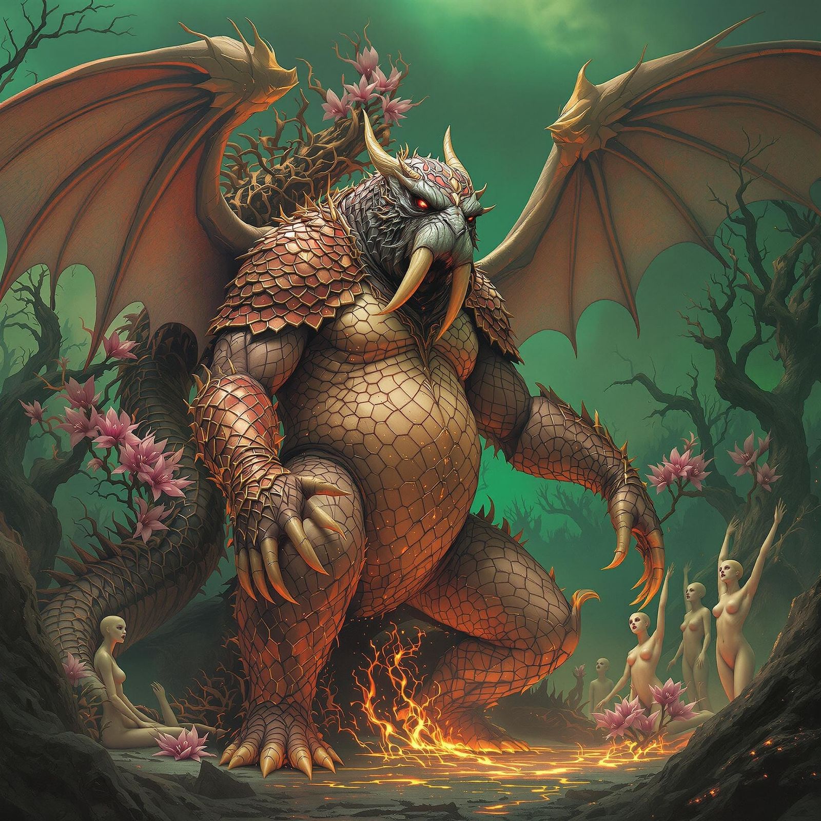 Armored Hybrid Emperor with Dragon Sculpture