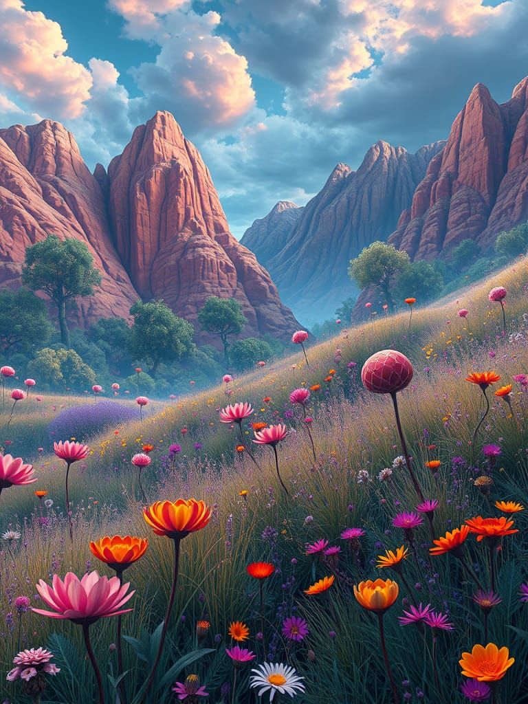 Electric Dreamscape in Abstract Futurism Style