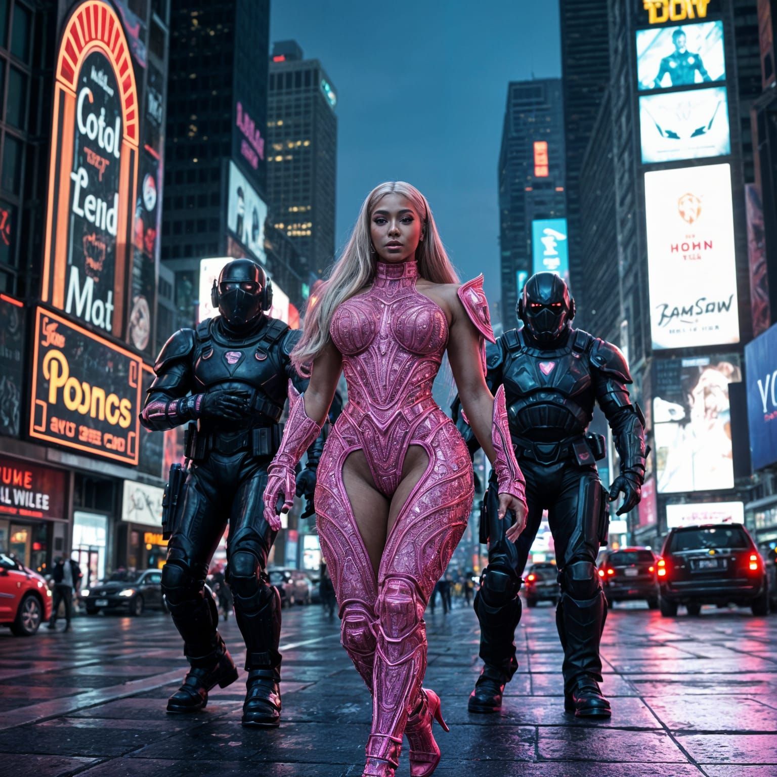 Future Warrior Queen in Cyberpunk Armor