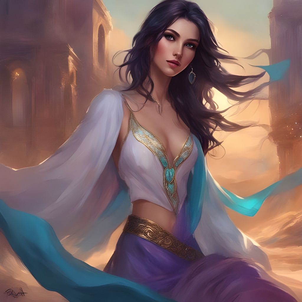 Stunning Syrian Girl Portrait in Splash Art Style