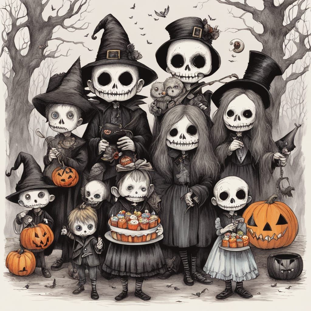 Gothic Halloween Crowd at Grandma's House