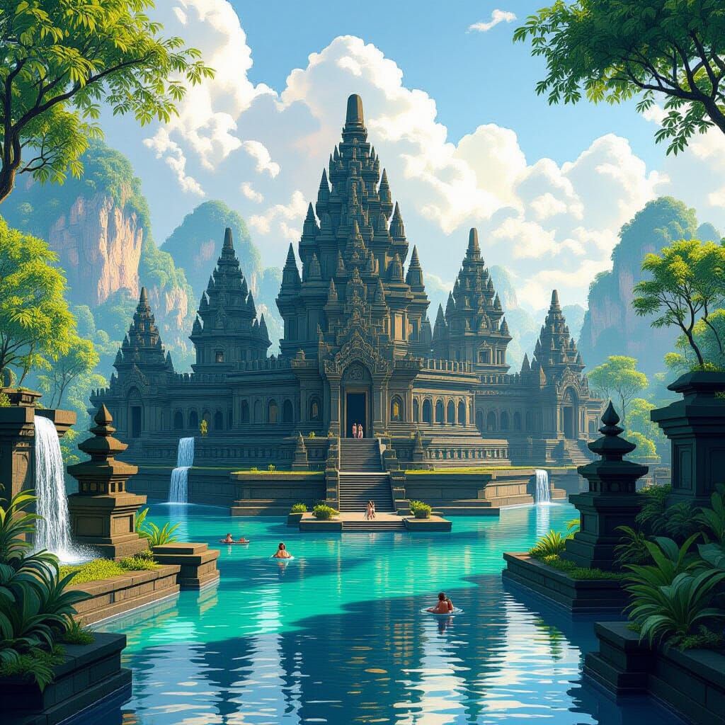 Atlantis Empire Cityscape with Borobudur Temple