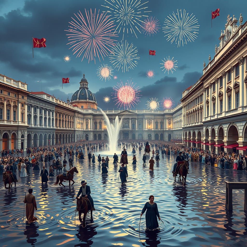 Piazza Navona Flooded: 18th Century Roman Holiday