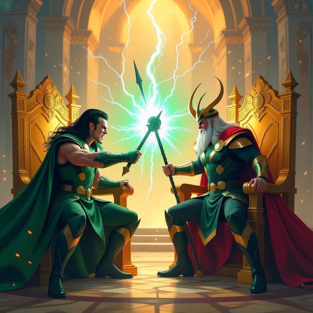 Loki Battles Odin in Epic Confrontation