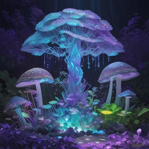 Xtramental Crystal Surrounded by Geometric Gemstones